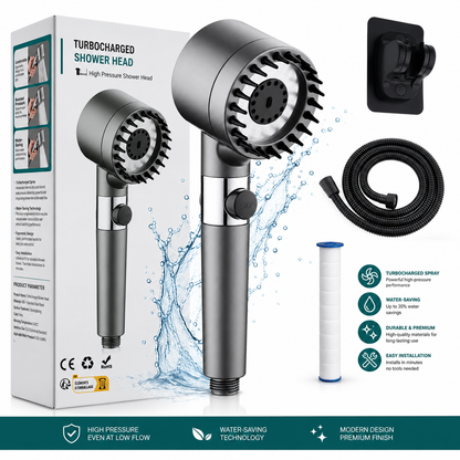 Cabezal de ducha AquaForce con filtro y Accesorios según elección.