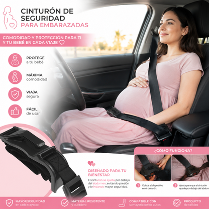 BellySafe ᵀᴹ Cinturón de seguridad para mujeres embarazadas, soporte antideslizante para copiloto, dispositivo extensor para conducción en embarazo con protector abdominal.