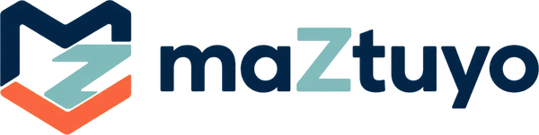 Logo horizontal de maZtuyo en azul, menta y coral